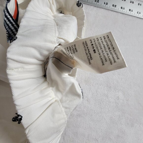 Maeve Anthropologie Women Bee Embroidered Cotton Pants XS White Side Stripes - Picture 6 of 12